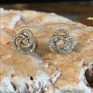 Sterling Silver Loveknot Sparkly Earrings